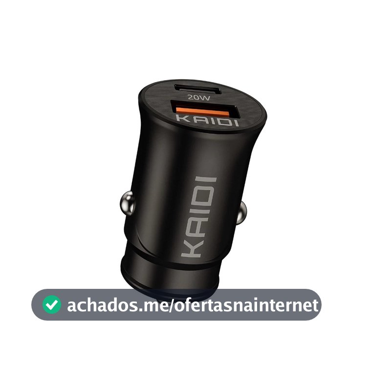 Carregador Veicular Turbo Kaidi Dupla Saída USB e Tipo-C KD-521