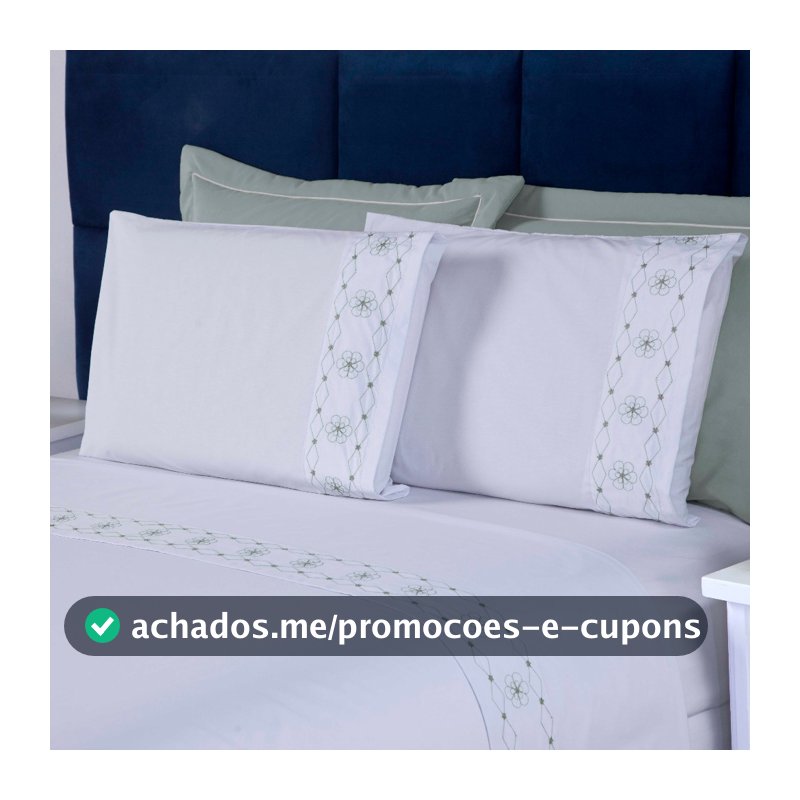 Jogo de Cama Lençol Percal 200 Fios Kit Roupa de Cama Casal Queen Bordado Quarto Luxo