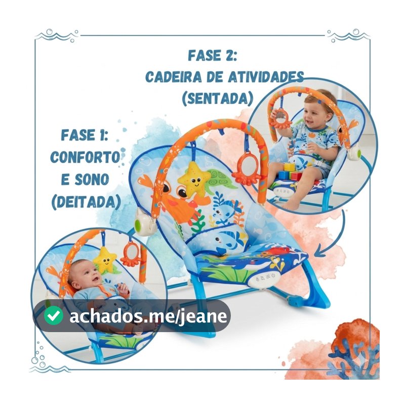 Cadeirinha descanso Smile com Ruído Branco para o bebê - Oceano