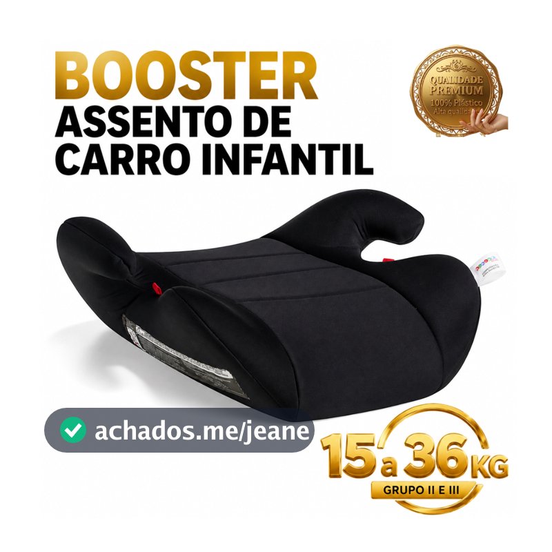Assento de Carro  Banco de Elevação Infantil Booster 15 a 36kg Cadeirinha para Viagem Fit UP Preto