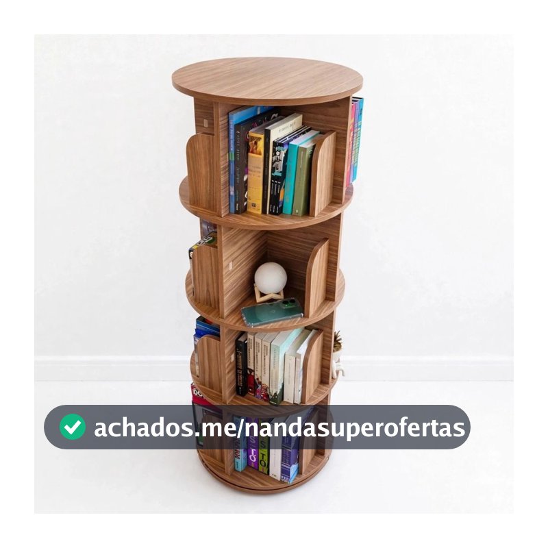 Prateleira Estante Giratória Organizador Rotatório MDF 1.30m 200 Livros