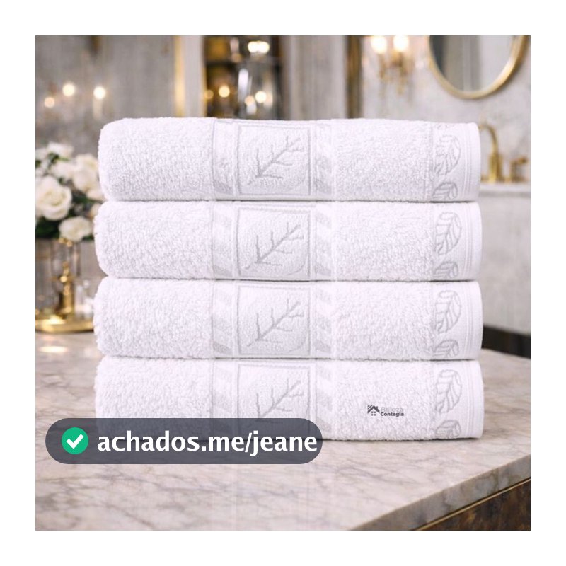 Kit 4 Toalha de Rosto / Mão/ Tapete Branco Grande Felpuda Macia Algodão Bordada Salão Hotel Atacado