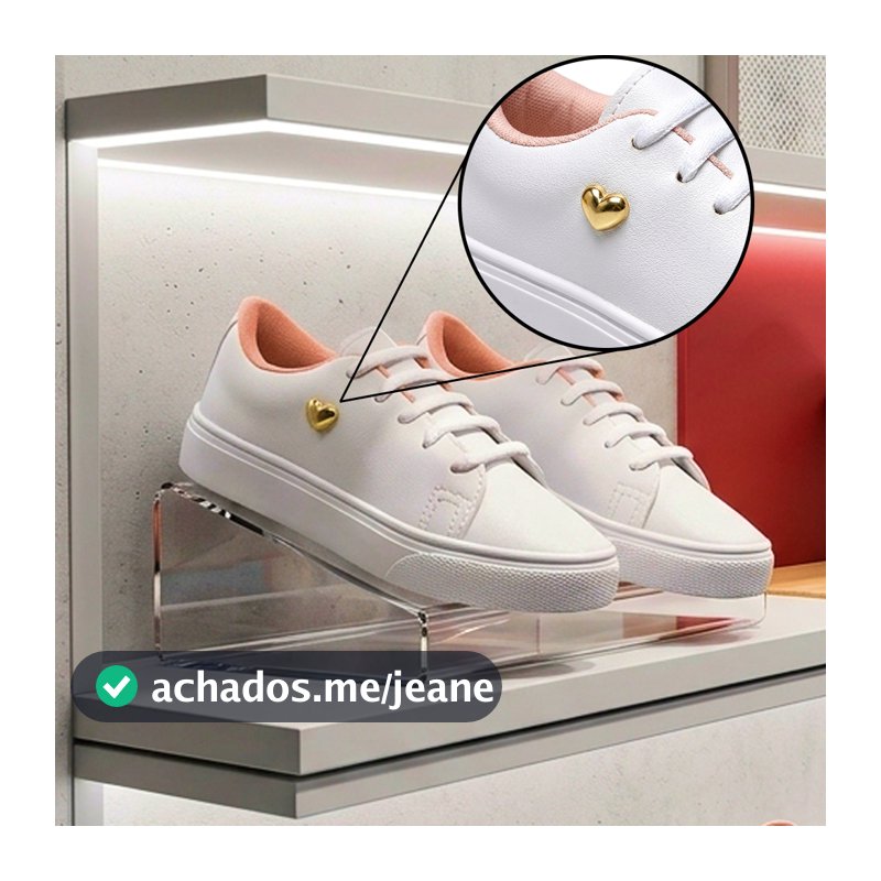 Tênis Infantil De Menina Branco Cano Baixo Cadarço Coração Sapatênis Feminino Casual