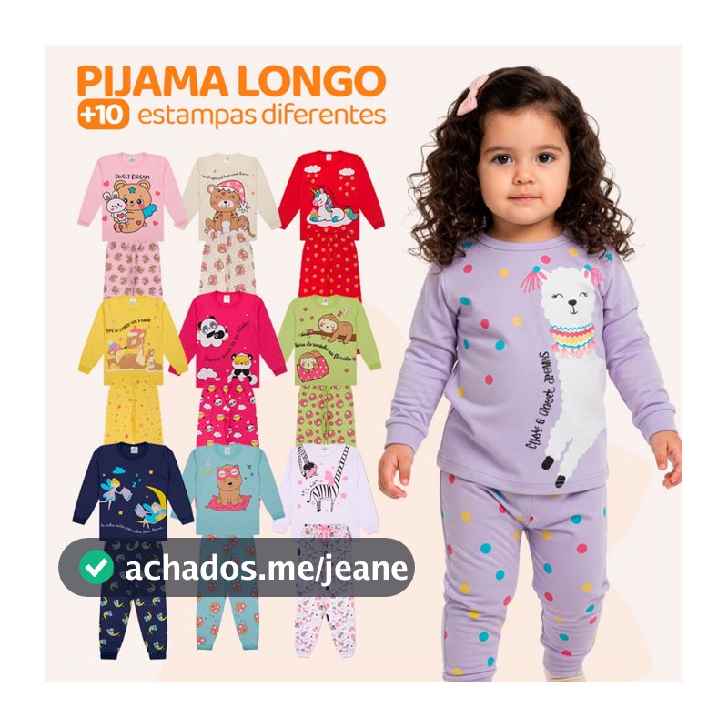 Kit Bebe 6 Peças Pijama Infantil Menina Manga Comprida Pijama Infantil longo Menina Roupa de Bebê Feminina