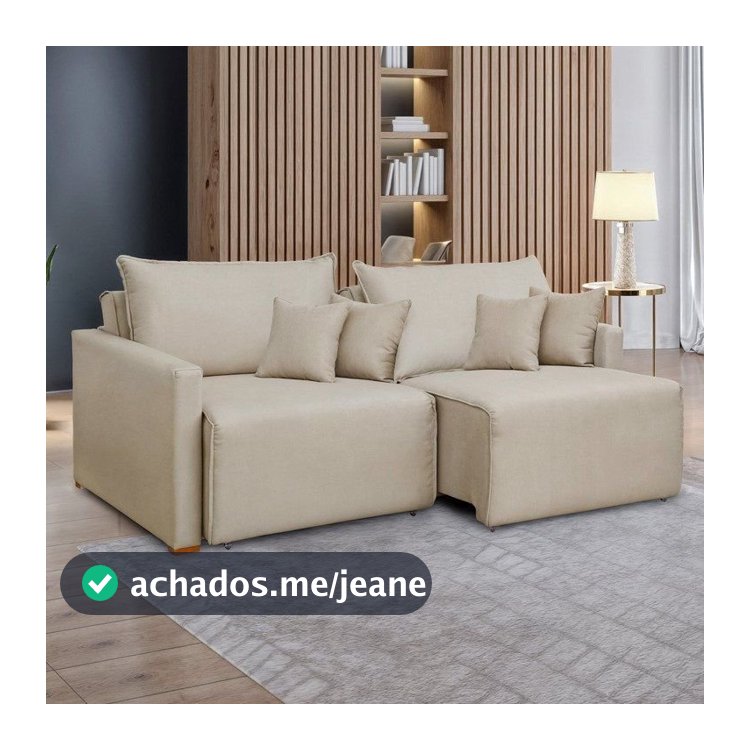 Sofá Cama Retrátil e Reclinável 3 Lugares Linho Bege 220cm Júlia Yescasa Linho Cru