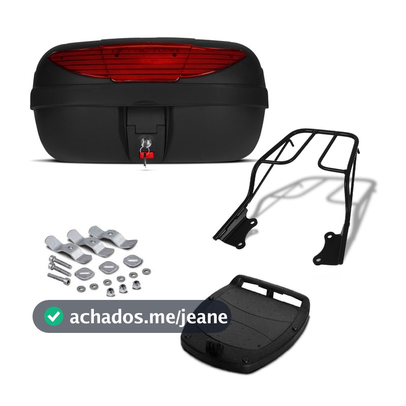 Baú Bauleto 45 Litros Smart Box 2 + Bagageiro Sansão Moto Yamaha Fazer 250 2009 a 2014 Pro Tork