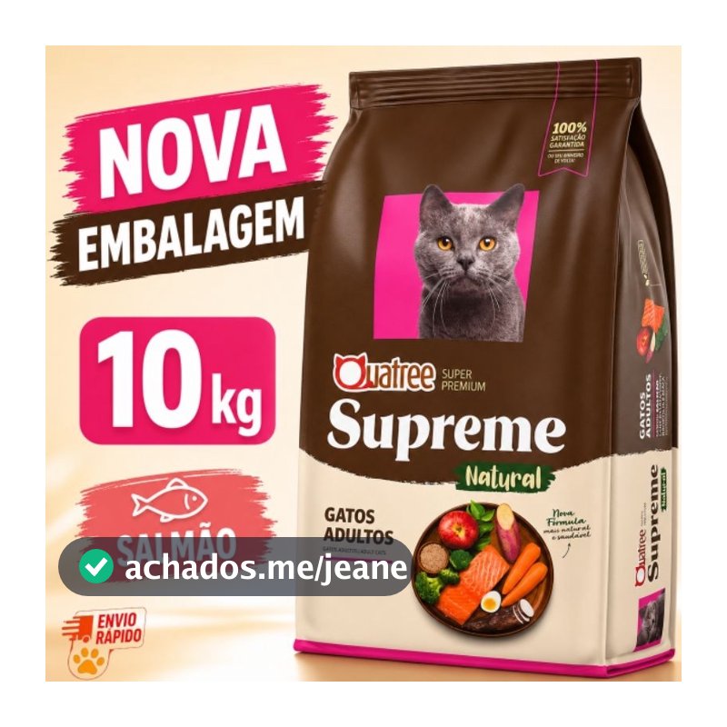 Ração Quatree Supreme Gatos Adultos Salmão e Batata Doce 10,1kg Super Premium