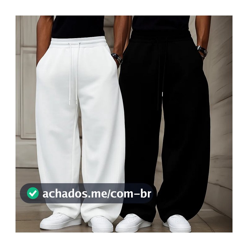 Kit Calça Larga Masculina Moletom Baggy Bolsos e Ajustavel Lisa Streetwear Despojada