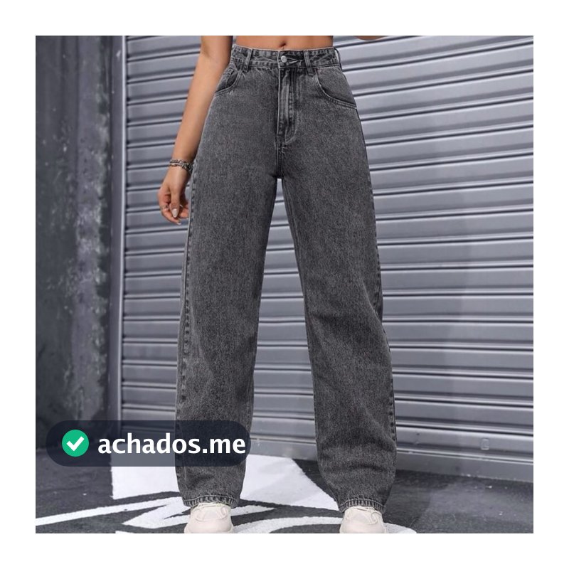 calça Jeans wide leg grafite feminina empina bumbum de alta qualidade