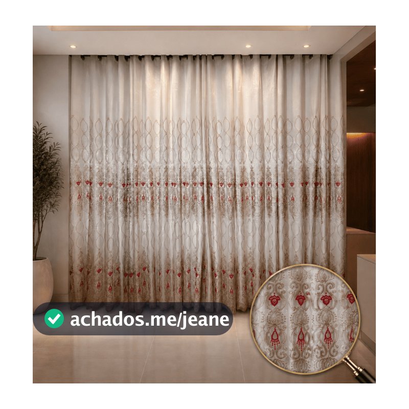 CORTINA BORDADA VOIL LUXO PARA SALA E QUARTO (FORRO DE MICROFIBRA) BORDADO EXCLUSIVO!