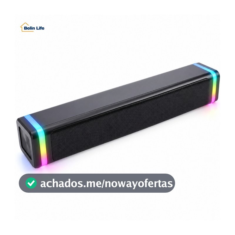 Caixa de Som RGB Aitek ACS4516 para PC 5W USB P2 Estéreo Controle no Cabo com Luzes RGB LED