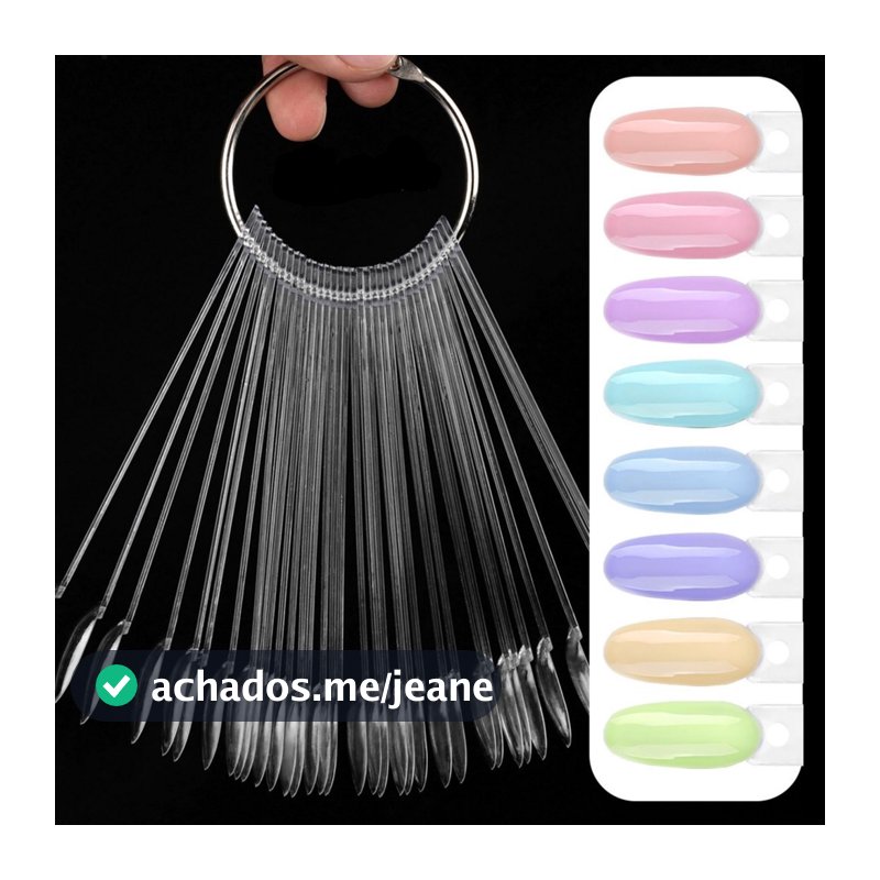 50 Pçs Mostruario De Unhas Display De Esmaltes Formas de Ballerina,Stiletto,Reta,Redonda Trasnparente/Bege Extra Longo