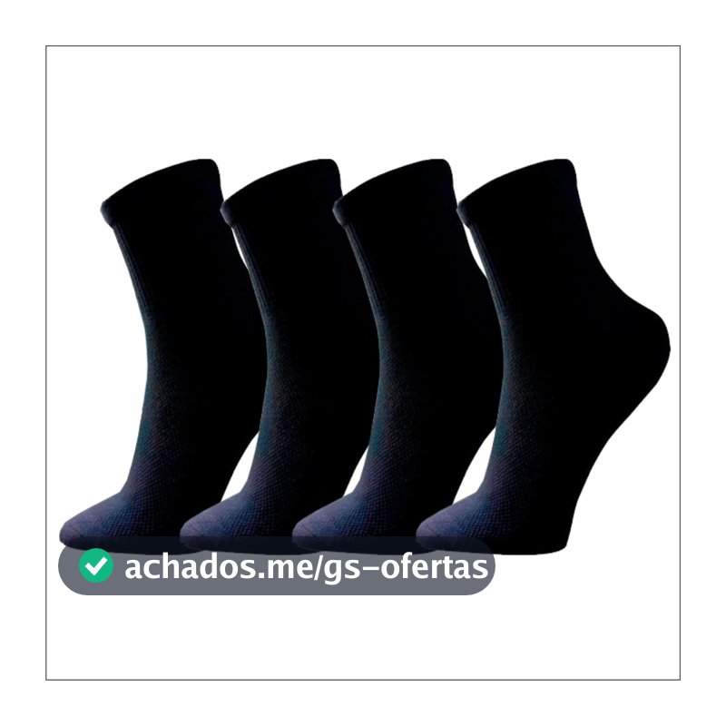 Kit meia 3 pares PRETO CANO ALTO sport
