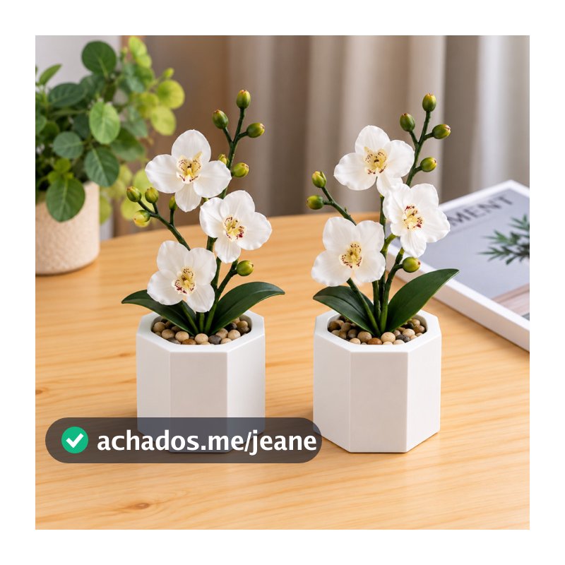 Kit 2 Vasos Octogonais Decorativos Branco para Sala Mesa e Prateleira