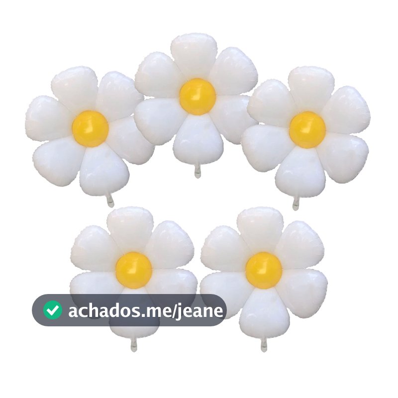 Kit Balão Flor Margarida Branca 35cm Decoração Jardim Festa Enfeite