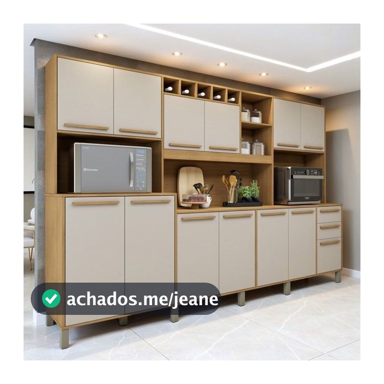 Armário para Cozinha 13 Portas 2 Gavetas Ágata Bege/Cinamomo/Off White Cinamomo/Off White