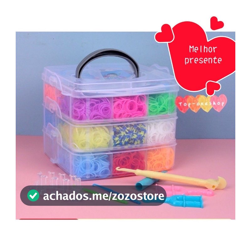 （com caxia) 3000 Elástico Loom Bands Clips Pulseira Cores Sortidas