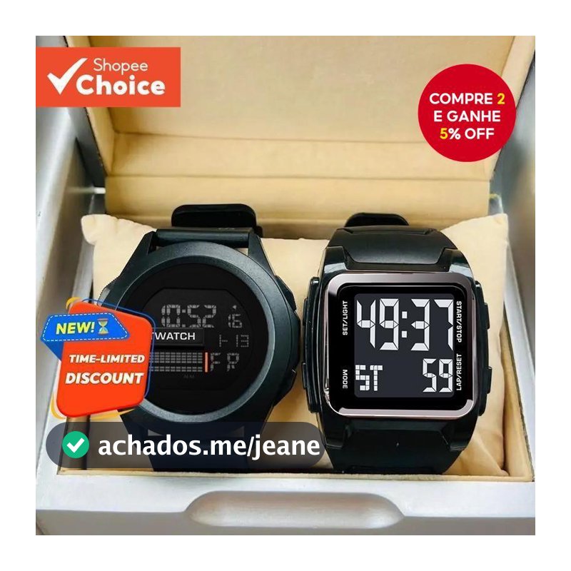 Compre 1 E Ganhe 1 Relógio Digital Masculino Com Luz LED-Mostrador Eletrônico À Prova D'água Presente De Aniversário Par