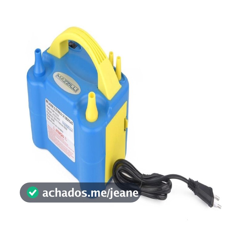 Inflador Elétrico de Balões 2 Bicos 600W Azul 127v Bomba de Encher Bexiga Festa Aniversário Mazzilli
