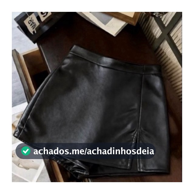 Short Saia Feminino Curta Couro Fake Cintura Alta Moda Balada Blogueira Elegante