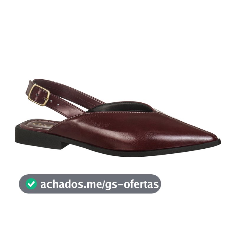 Sapatilha Feminino Slingback Bico Fino Fivela Lateral Rasteira Recorte V Elegante Cris GiGiL