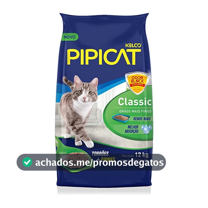 Areia Higiênica Pipicat Classic Grãos Mais Finos 12 kg