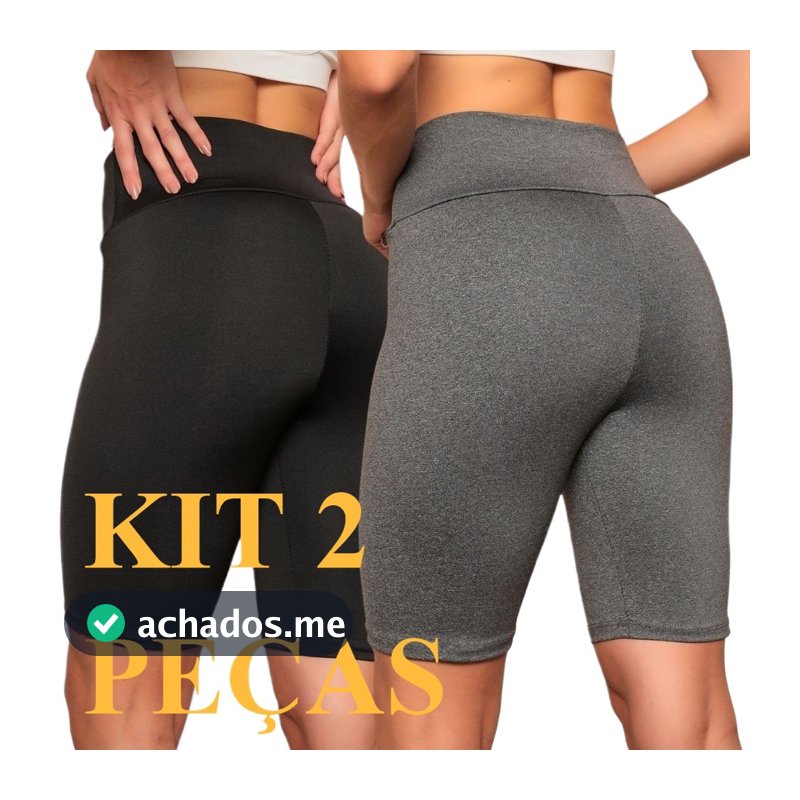 KIT 2 Bermuda Legging Feminino Suplex Cintura Alta Academia Yoga Ciclismo Zero Transparência