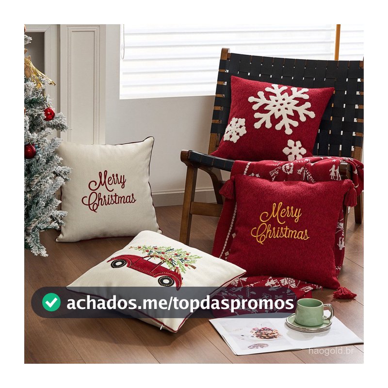 Capa de almofada bordada para o Natal