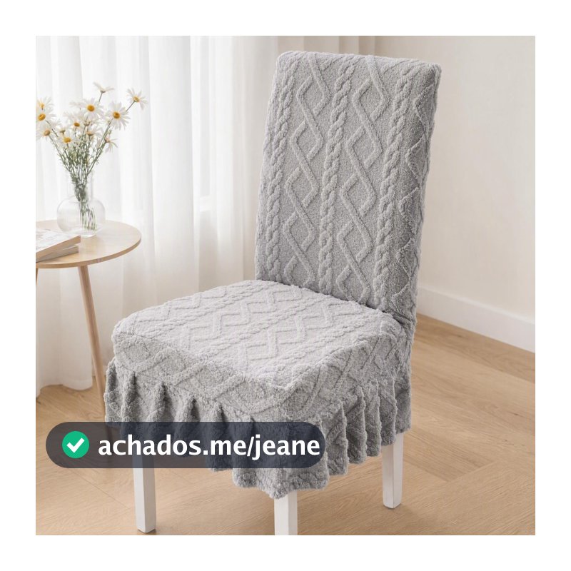 KIT2-8 Capas de cadeira laváveis em jacquard com pregas de veludo e tecido elástico para maior proteção.