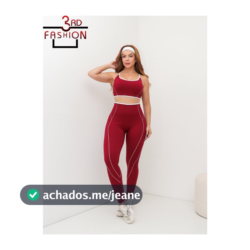 Conjunto Fitness Feminino Canelado Premium com Bojo Legging Esportivo Academia 3RD SD1977