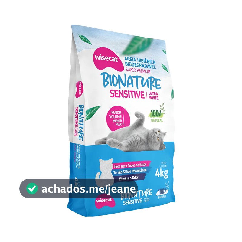 Areia Higiênica Wisecat Bionature Azul 4kg Super Premium