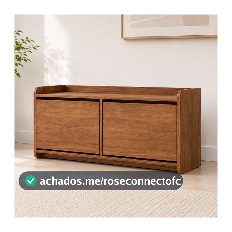 Sapateira Banco Dália 130cm com 2 Portas Basculantes 4 Nichos em MDF/MDP Cedro Casa D Móveis