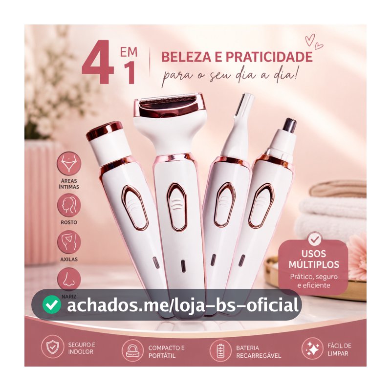 Barbeador Elétrico 4 Em 1 Para Mulheres Remoção De Pelos Corporais feminino/aparador de pelos do nariz e sobrancelhas