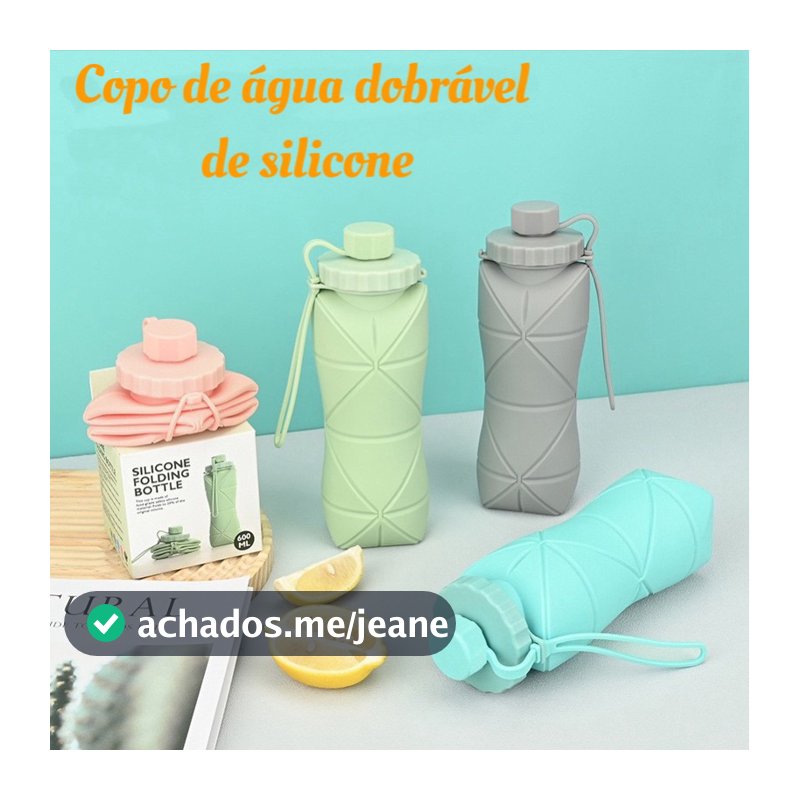 Garrafa de Água Dobrável de Silicone 600ml Mini Exterior Esportes