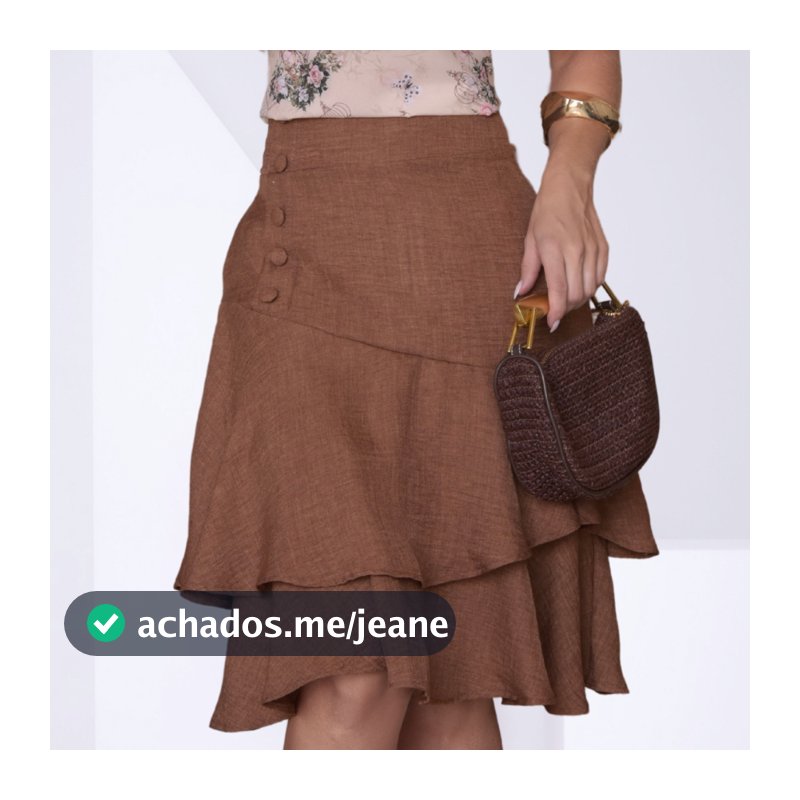 Saia Executiva Babado Moda Evangélica Social Moderna Rodada Botões
