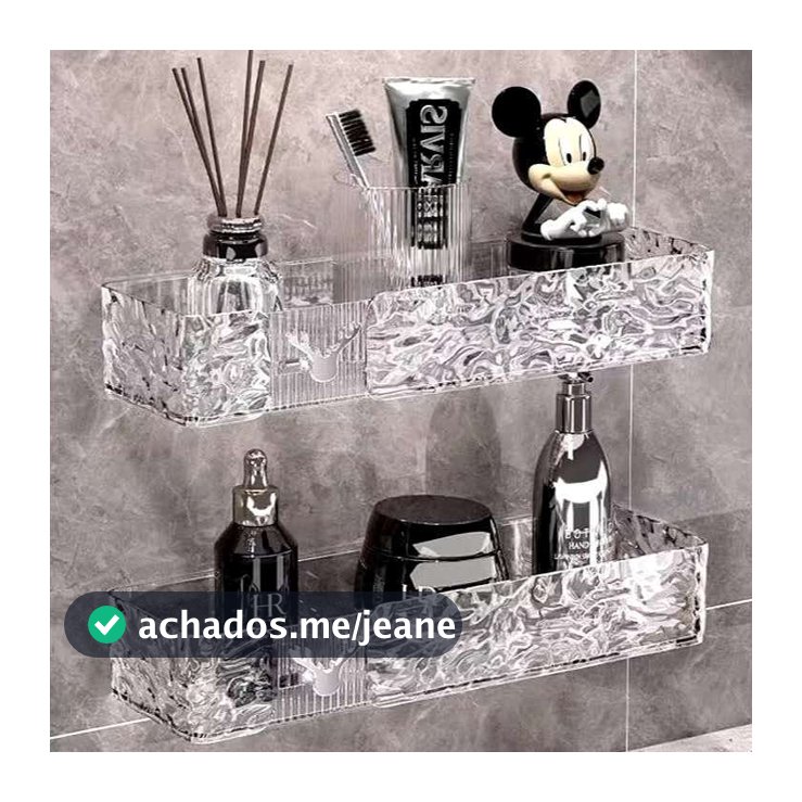 Suporte em Acrílico de Shampoo Prateleiras de Banheiro Retangular/Triangular Estilo Glaciar Sem Furo