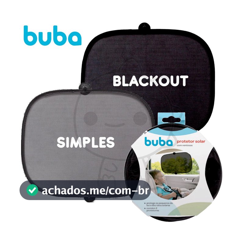 Kit Com 2 Protetor Solar blackout buba Carro Infantil Para Carro Buba Com Ventosa Protege Sol