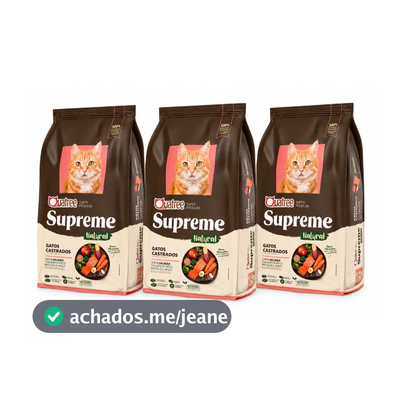 Kit 3un Quatree Supreme Gatos Castrados Salmão 1KG