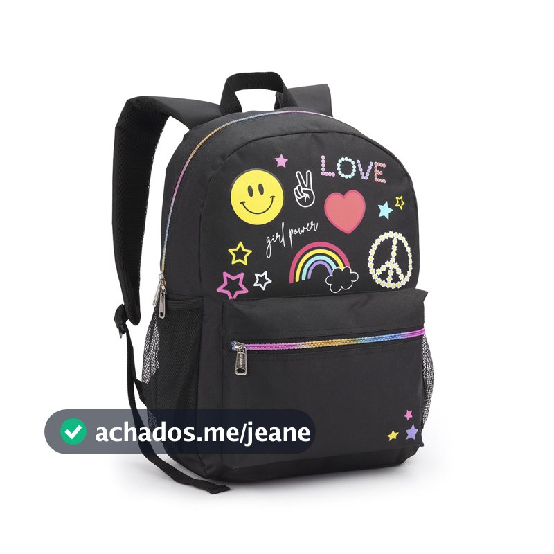 Seanite Mochila Feminina 17 Peace Love Bolsa  Escolar