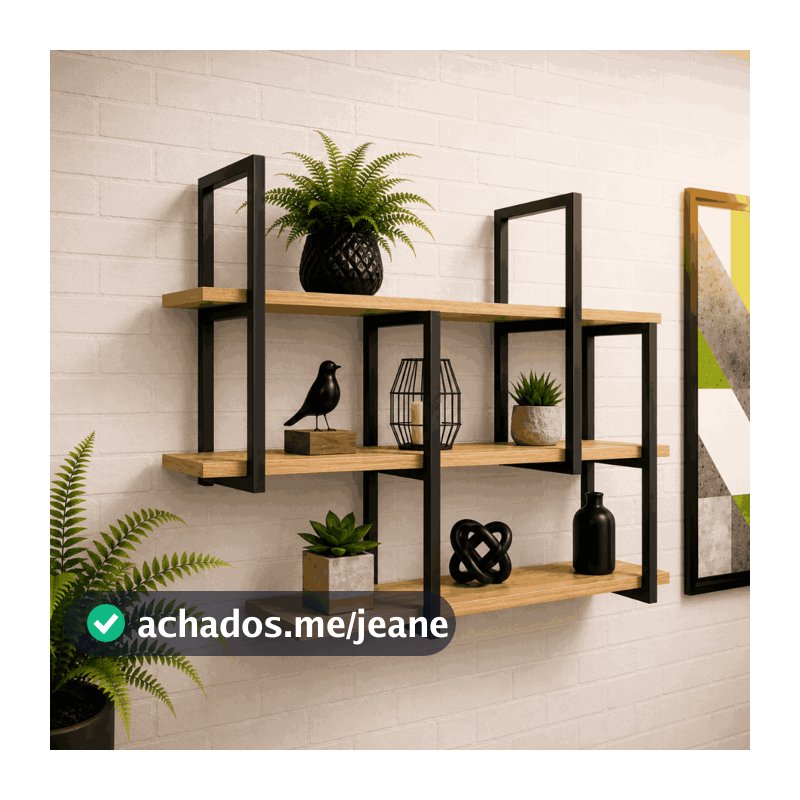 Prateleira Estilo Industrial Suspensa Organizadora Design Moderno Versátil e Pratico