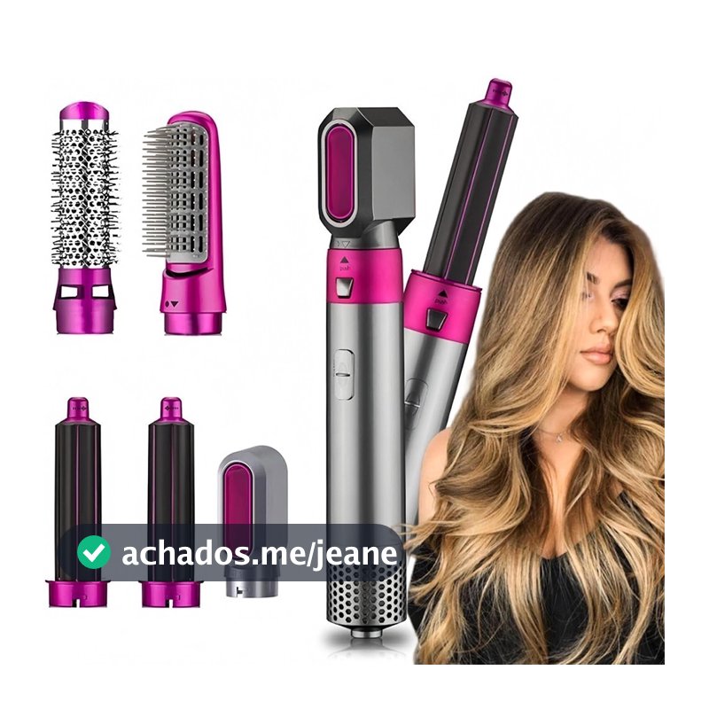 Escova 5 em 1 Secador, Pente, Modelador, Aumenta volume Profissional