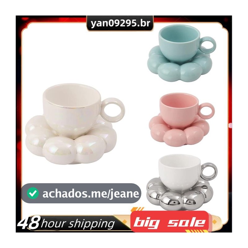Conjunto De Xícara E Pires De Café Com Flores , Caneca Fofa , De Cerâmica Girassol , Xícaras Leite 6.7 Onças