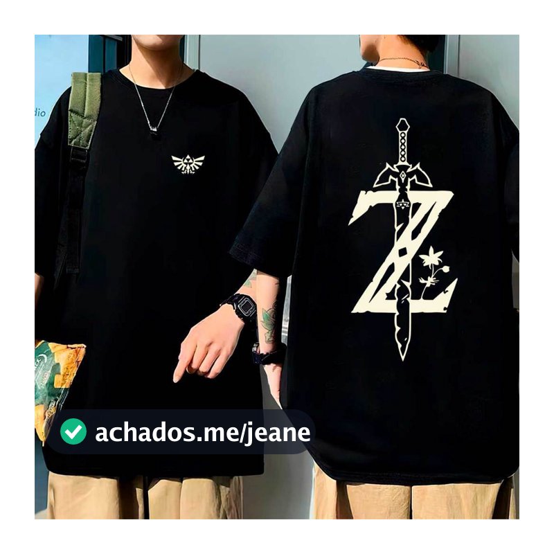 Camiseta Oversized Games Anime Jogo Geek Nintendo Japonês Link Camisa Unissex 100% Algodão