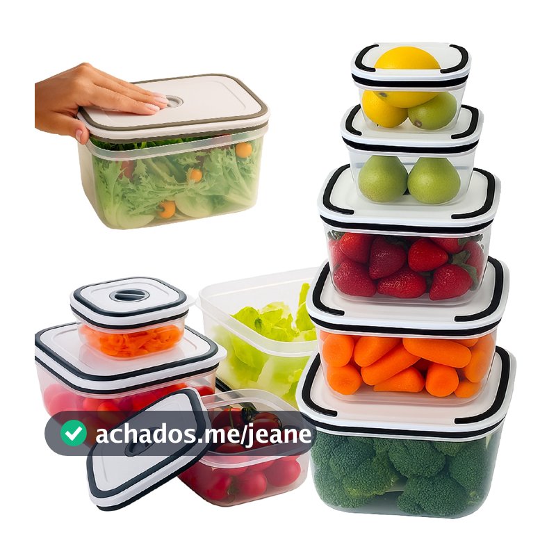 Conjunto De 5 Potes Herméticos De Plástico Retangular Com Tampa De Vedação Top