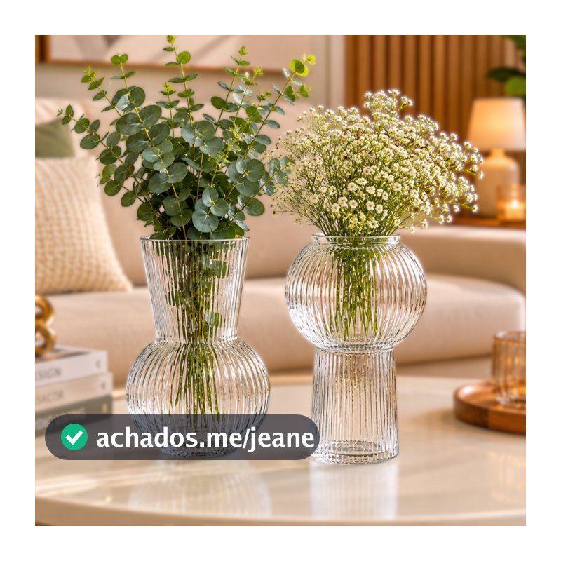 Kit 2 Vasos Canelados Lines Wolff 17 cm - Decoração Sala Escritorio Enfeite Plantas Casa