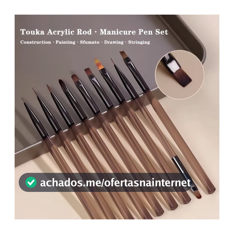 Kit 9 Pincéis Para Arte De Unhas Conjunto De Ferramentas Desenho De Polimento De Gel