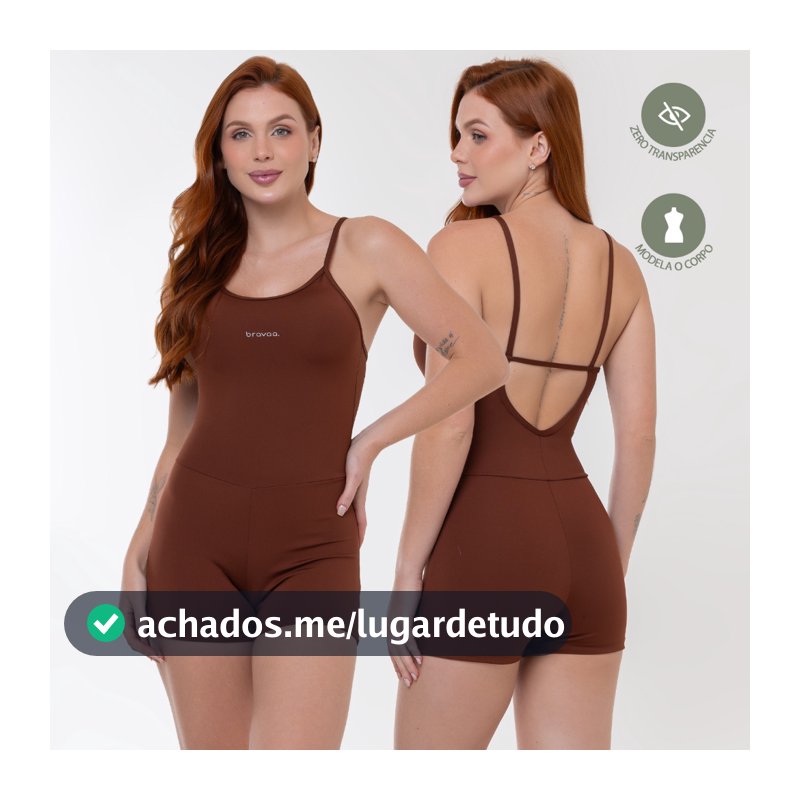 Macaquinho Fitness Alcinha Slim Zero Transparência Forrado Academia Macacão Crossfit 048