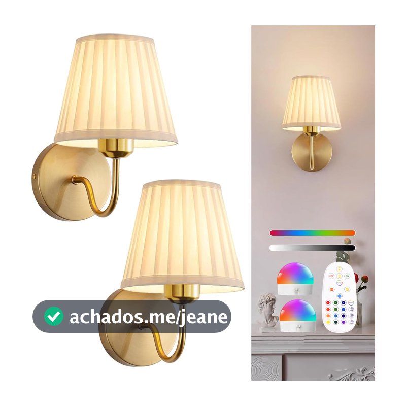 Candeeiro De Parede Recarregável , RGB Operado Por Bateria Com Controle Remoto Moderno Pescoço De Ganso Regulável Sem Fi