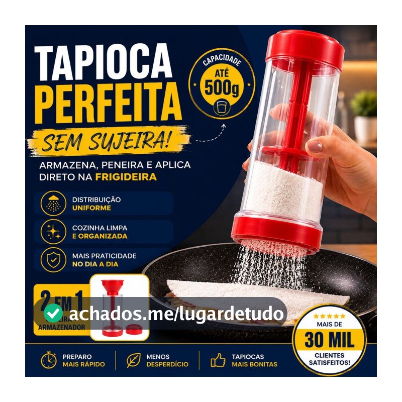 Tapioqueira 2 em 1 | Peneira + Armazenador de Tapioca | Praticidade Sem Sujeira na Cozinha - BARUCH