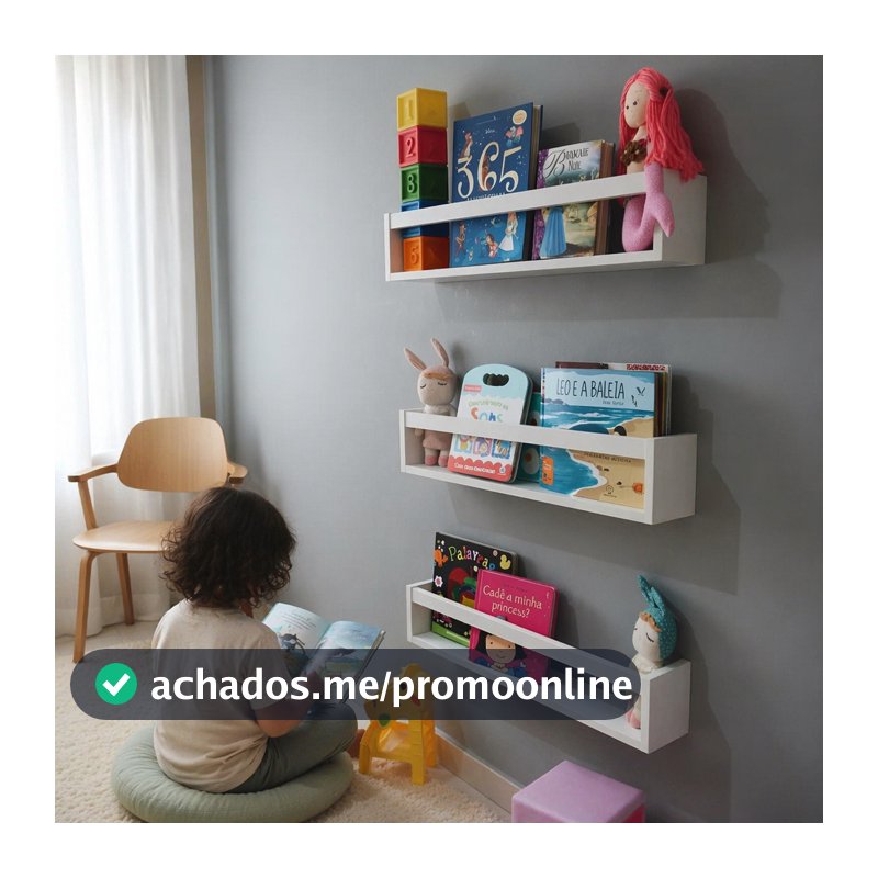 Kits Prateleiras 50cm Decoração Branco Mdf Livro Revista Infantil Envio Montado